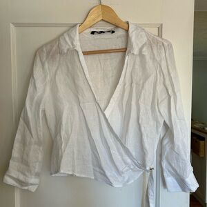 White linen Zara top